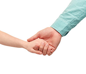 Image showing happy father and child holding hands