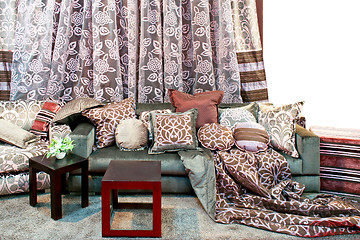 Image showing Curtains and pillows