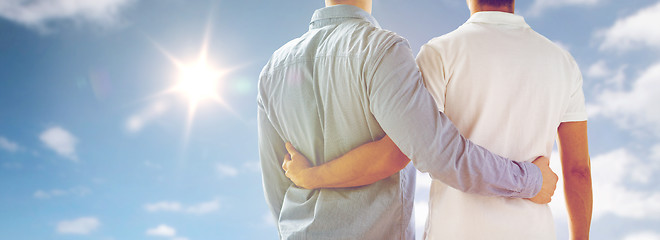 Image showing close up of happy male gay couple hugging