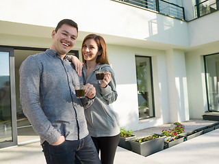 Image showing couple enjoying morning coffee