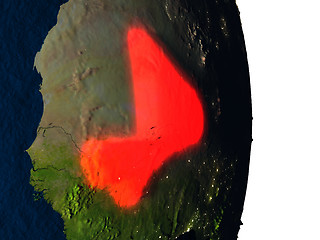 Image showing Mali from space during dusk