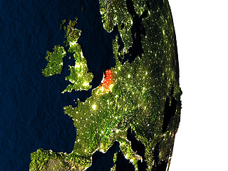 Image showing Netherlands from space during dusk