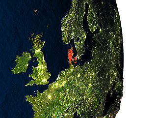 Image showing Denmark from space during dusk