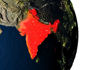 Image showing India from space during dusk