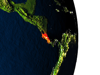 Image showing Costa Rica from space during dusk