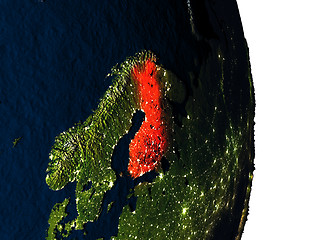 Image showing Finland from space during dusk