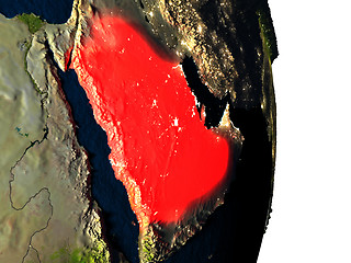 Image showing Saudi Arabia from space during dusk