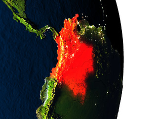 Image showing Colombia from space during dusk