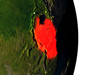 Image showing Tanzania from space during dusk