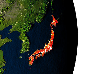 Image showing Japan from space during dusk