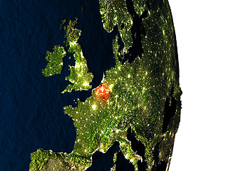 Image showing Belgium from space during dusk