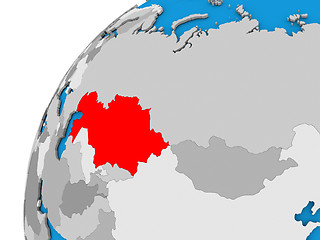 Image showing Kazakhstan on globe in red