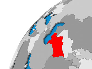 Image showing Turkmenistan on globe in red