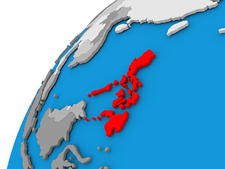 Image showing Philippines on globe in red