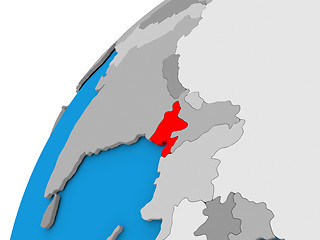 Image showing Bangladesh on globe in red