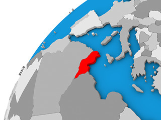 Image showing Tunisia on globe in red