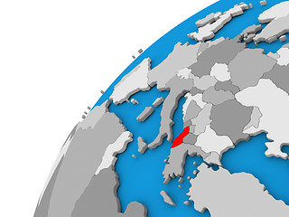Image showing Albania on globe in red