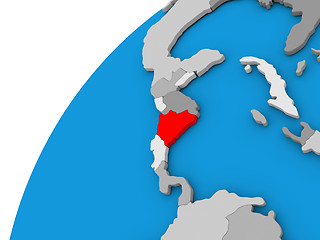 Image showing Nicaragua on globe in red