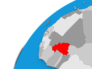 Image showing Burkina Faso on globe in red