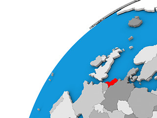 Image showing Netherlands on globe in red