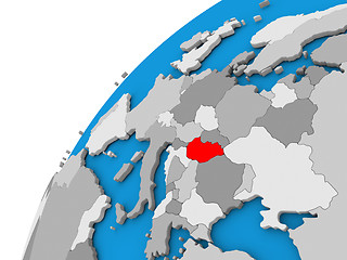 Image showing Hungary on globe in red