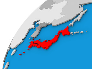 Image showing Japan on globe in red