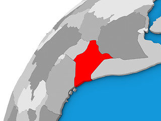 Image showing Kenya on globe in red