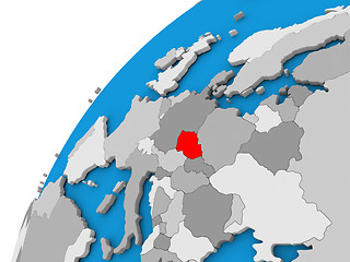 Image showing Czech republic on globe in red