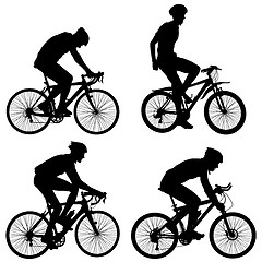 Image showing Set silhouette of a cyclist male. illustration