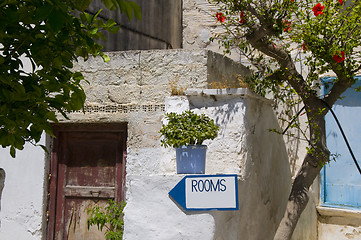 Image showing greek island street scene rooms for rent