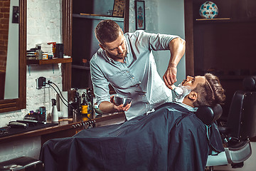 Image showing Hipster client visiting barber shop