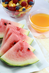 Image showing Healthy snack - fruits and juice