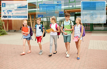 Image showing group of happy elementary school students walking