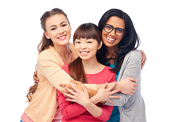 Image showing international group of happy women hugging