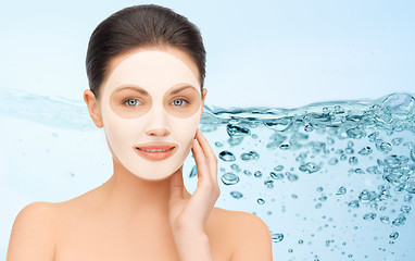 Image showing beautiful young woman with collagen facial mask