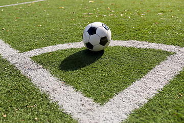Image showing soccer ball on football field