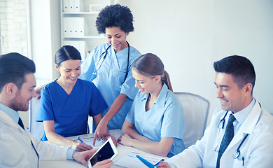 Image showing group of happy doctors meeting at hospital office