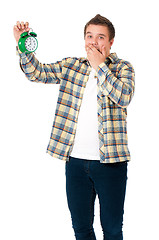 Image showing Man with alarm clock 