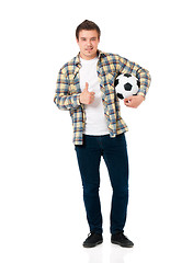 Image showing Man with classic soccer ball 