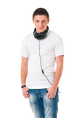 Image showing Young man with headphones