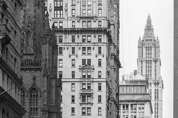 Image showing New York City, Lower Manhattan, skyscrapers on Broadway street.