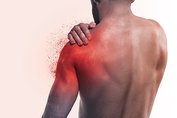 Image showing Man with pain in shoulder