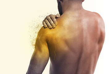 Image showing Man with pain in shoulder