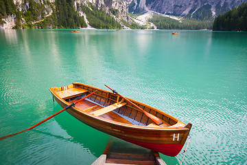 Image showing Braies Lake in Dolomiti region, Italy