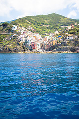 Image showing Riomaggiore in Cinque Terre, Italy - Summer 2016 - view from the