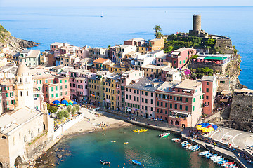 Image showing Vernazza in Cinque Terre, Italy - Summer 2016 - view from the hi