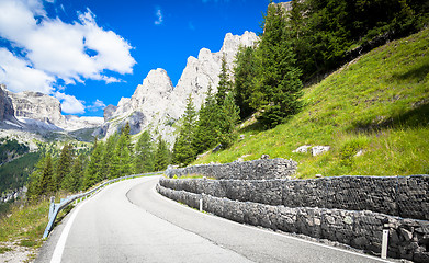 Image showing Mountain road in Dolomiti region - Italy