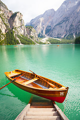 Image showing Braies Lake in Dolomiti region, Italy
