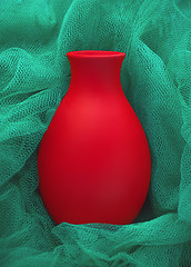 Image showing Red Ceramic Vase Closeup