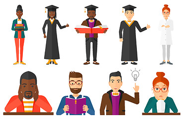 Image showing Vector set of graduate student characters.